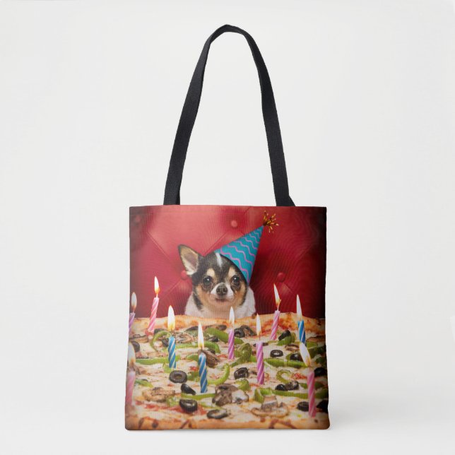 Chihuahua Birthday Pizza Pizza Tasche (Vorderseite)