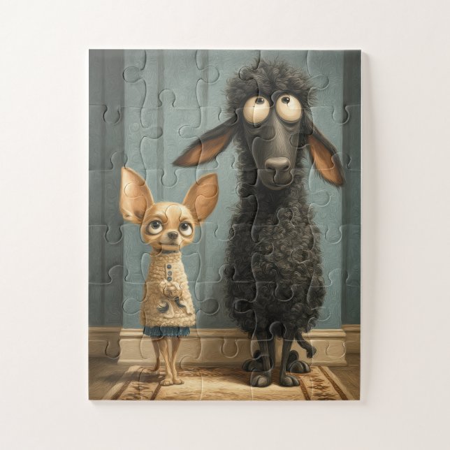 Chihuahua & Black Sheep - Funny Puzzle (Vertikal)