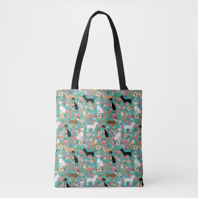 Chihuahua-BlumenTaschen-Tasche - Chihuahua-Blumen Tasche (Vorderseite)