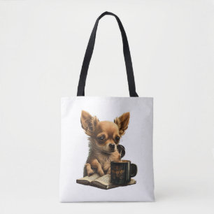 Chihuahua Buch Kaffee Tee Lesen Tasche