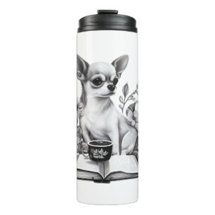 Chihuahua Buch Kaffee Tee Lesen Thermosbecher