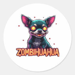 Chihuahua Chi Chichi Chiwawa Zombie Dog Halloween Runder Aufkleber