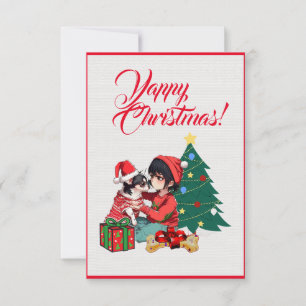 Chihuahua Chien Cute Avec Carte Fille Xmas