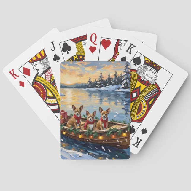 Chihuahua Christmas Boat Holiday Spielkarten (Rückseite)