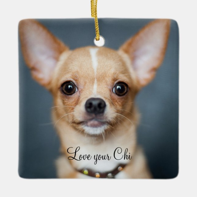 Chihuahua Christmas Ornament Square Photo (Vorderseite)
