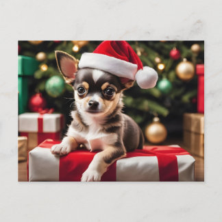 Chihuahua Christmas Puppy Feiertagspostkarte