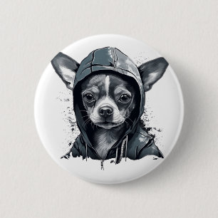 Chihuahua Cool Dog Rap Angesagt-Hop Gangster Button