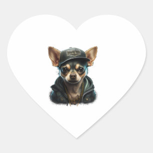 Chihuahua Cool Dog Rap Angesagt-Hop Gangster Herz-Aufkleber