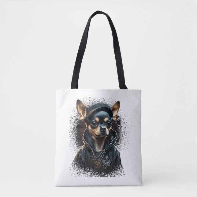Chihuahua Cool Dog Rap Angesagt-Hop Gangster Tasche (Vorderseite)