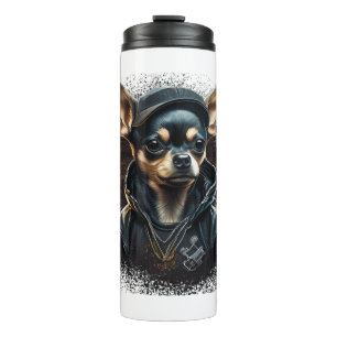 Chihuahua Cool Dog Rap Angesagt-Hop Gangster Thermosbecher