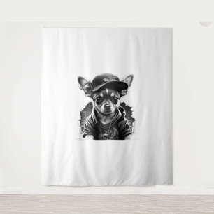 Chihuahua Cool Dog Rap Angesagt-Hop Gangster Wandteppich