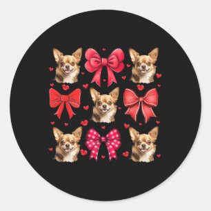 Chihuahua Coquette Bow Welpe Lover Dog Mama Valent Runder Aufkleber