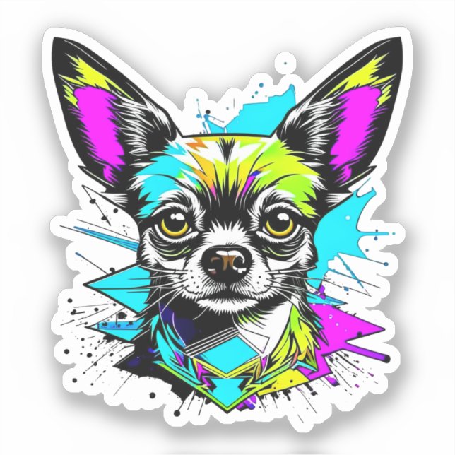 Chihuahua Cyberpunk Art Art Aufkleber (Vorderseite)