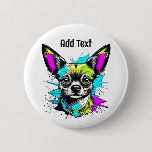 Chihuahua Cyberpunk Art Personalisiert Button