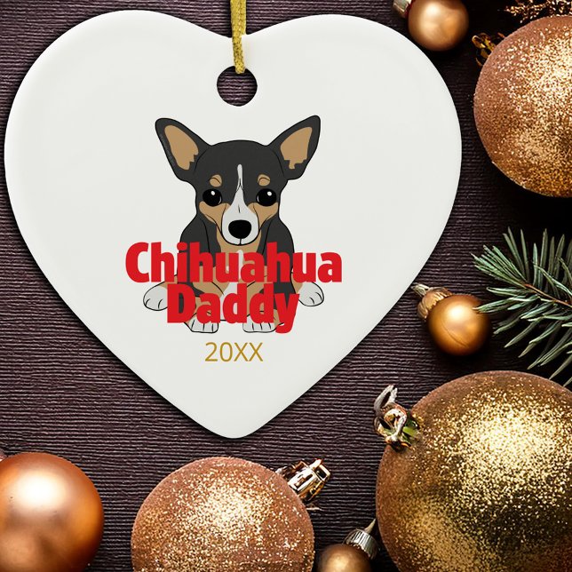 Chihuahua Daddy Black Tan Dog Date Keramik Ornament (Chihuahua Daddy Black Tan Dog Date Ceramic Ornament)