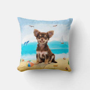 Chihuahua Dog am Strand Kissen