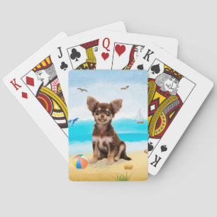 Chihuahua Dog am Strand Spielkarten