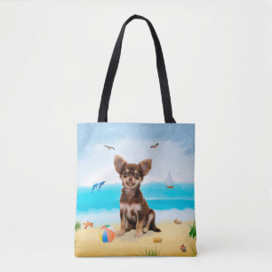 Chihuahua Dog am Strand Tasche