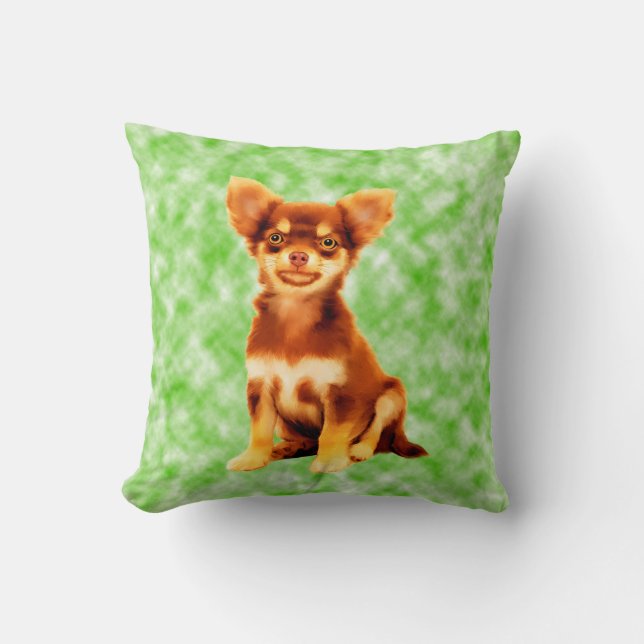 Chihuahua Dog Art Portrait Kissen (Vorderseite)
