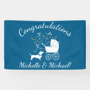 Chihuahua Dog Baby Dusche Blue Boy Banner