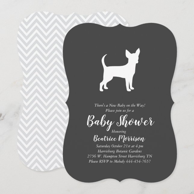 Chihuahua Dog Baby Duwer Gender Neutral Einladung (Vorne/Hinten)