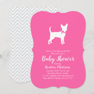Chihuahua Dog Baby Shower Girl Pink Einladung