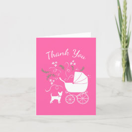 Chihuahua Dog Babydusche Pink Girl Dankeskarte