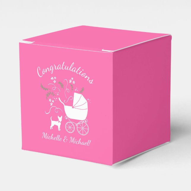 Chihuahua Dog Babydusche Pink Girl Geschenkschachtel (Vorderseite)