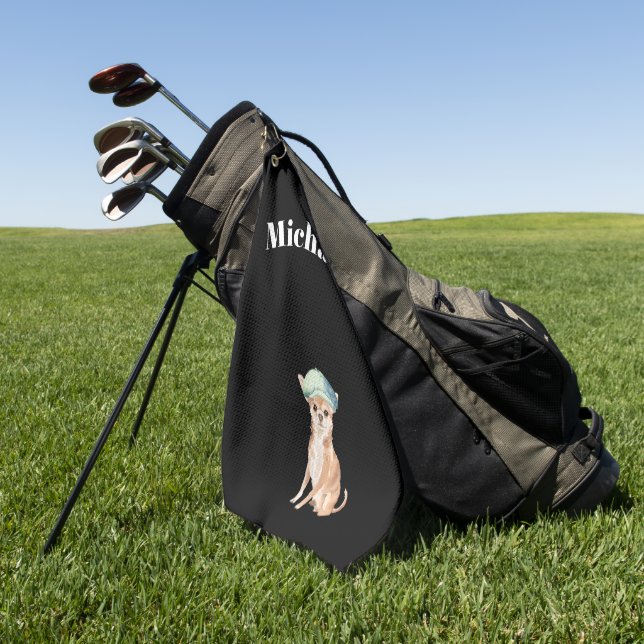 Chihuahua Dog Black Personal Golfhandtuch (Gras)