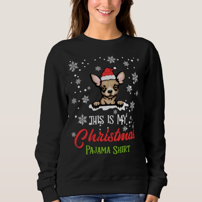 Chihuahua Dog Christmas Pajamas Santa Sweatshirt (Vorderseite)