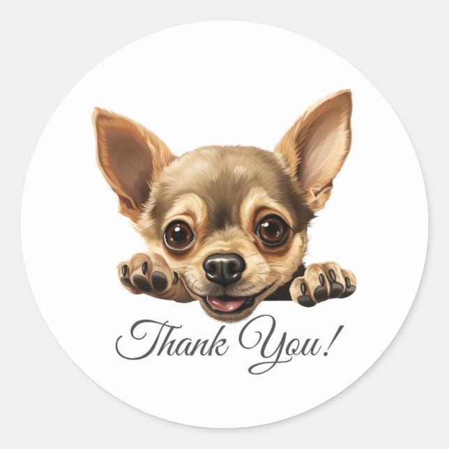 Chihuahua Dog Danke Runder Aufkleber (Vorderseite)