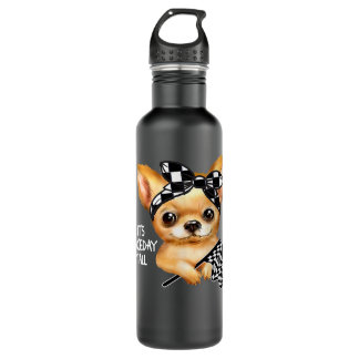Chihuahua Dog Dirt Track Racing Checkered Race Fla Edelstahlflasche