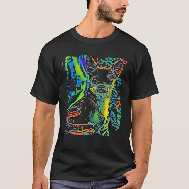 Chihuahua Dog Face Puppy Pop Art T-Shirt (Vorderseite)