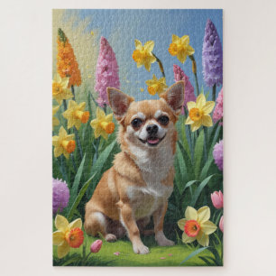 Chihuahua Dog Frühlingsblumen Malerei