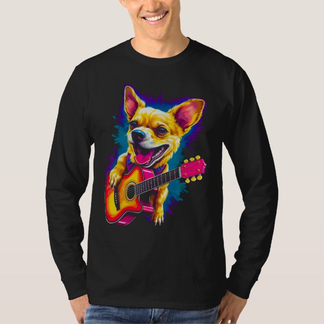 Chihuahua Dog Guitar T-Shirt (Vorderseite)