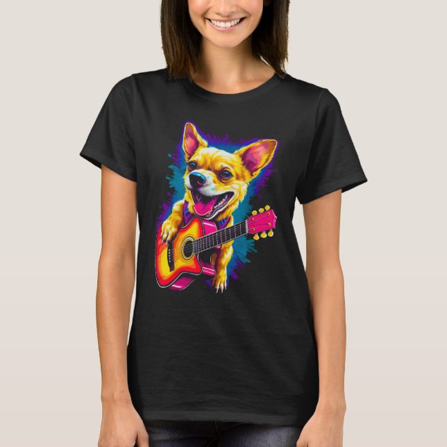 Chihuahua Dog Guitar T-Shirt (Vorderseite)