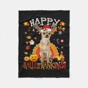 Chihuahua Dog Halloween Weihnachtshund Happy Hallo Fleecedecke