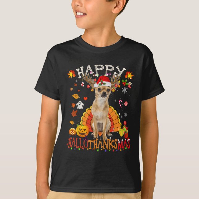 Chihuahua Dog Halloween Weihnachtshund Happy Hallo T-Shirt (Vorderseite)