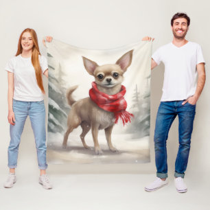 Chihuahua Dog in Schnee Weihnachten Fleecedecke