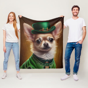 Chihuahua Dog in St. Patrick's Day Dress Fleecedecke