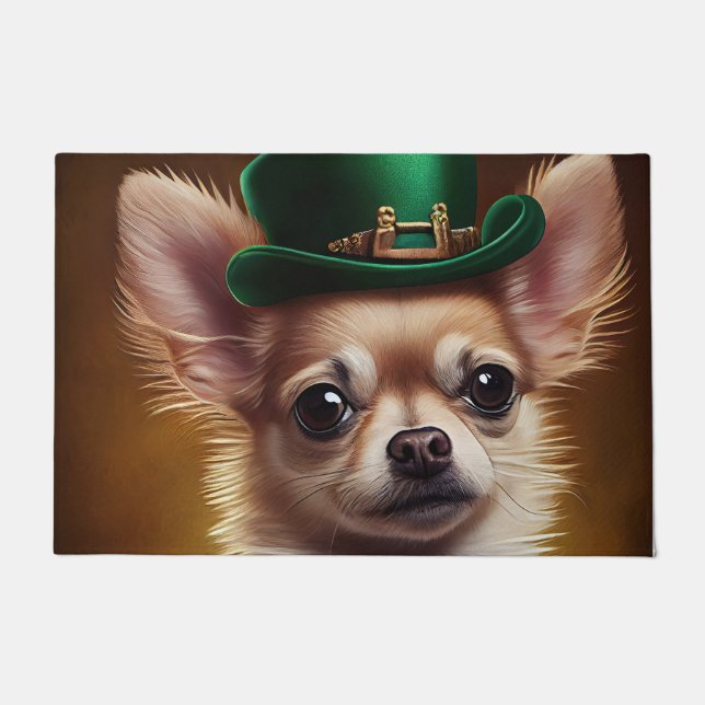 Chihuahua Dog in St. Patrick's Day Dress Fußmatte (Vorderseite)