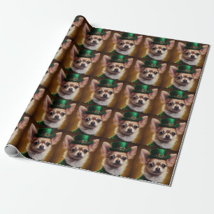 Chihuahua Dog in St. Patrick's Day Dress Geschenkpapier