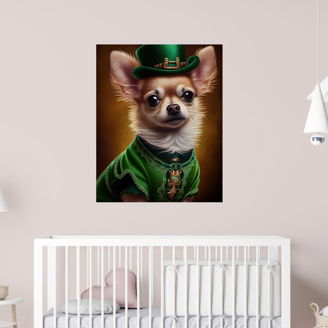 Chihuahua Dog in St. Patrick's Day Dress Poster (Kinderzimmer 2)