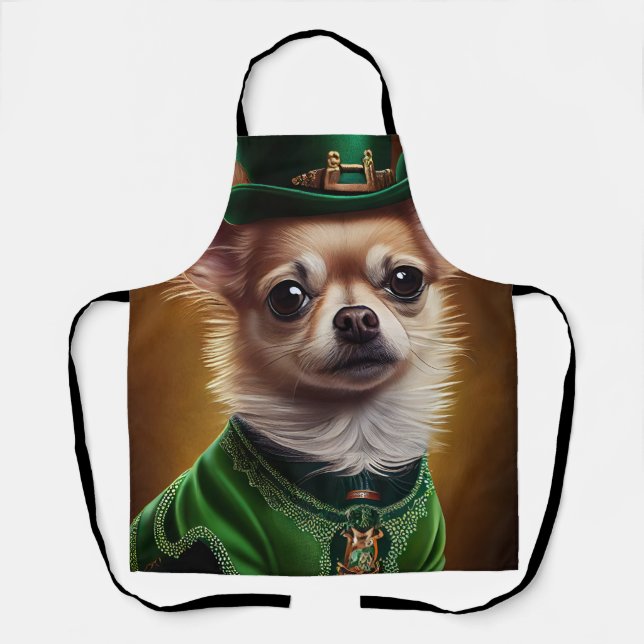 Chihuahua Dog in St. Patrick's Day Dress Schürze (Vorderseite)