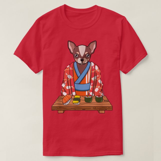 Chihuahua Dog Kimono Kawaii Japanese Foodie Sushi  T-Shirt (Design vorne)