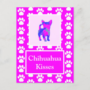 Chihuahua Dog Kisses Silhouette Niedlich P&B Postkarte