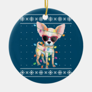 Chihuahua Dog Mama Frauen Weihnachten hässlich Swe Keramik Ornament