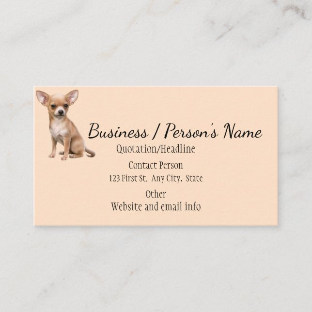 Chihuahua Dog Pet Animal Logo Tier Custom Busine Visitenkarte (Vorderseite)