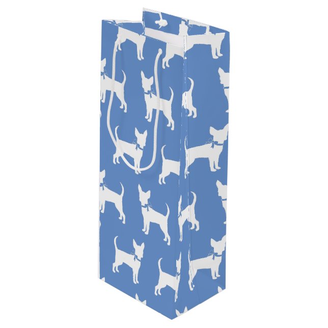 Chihuahua Dog Puppy Geschenktüte Für Weinflaschen (Vorderseite Schrägansicht)