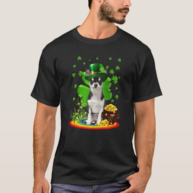 Chihuahua Dog Shamrock St Patricks Day Dog Irish G T-Shirt (Vorderseite)